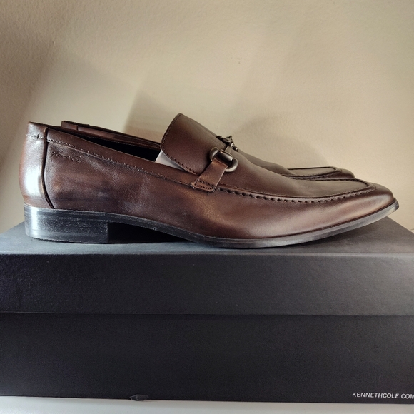 KENNETH COLE REACTION First Degree Mens Brown Leather Horse Bit Loafers Sz 13 M - Picture 1 of 7